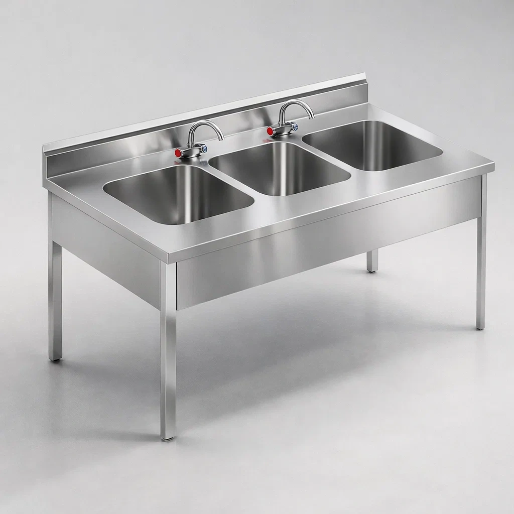 Plonge Adossée - 3 Bacs (40x40x25)