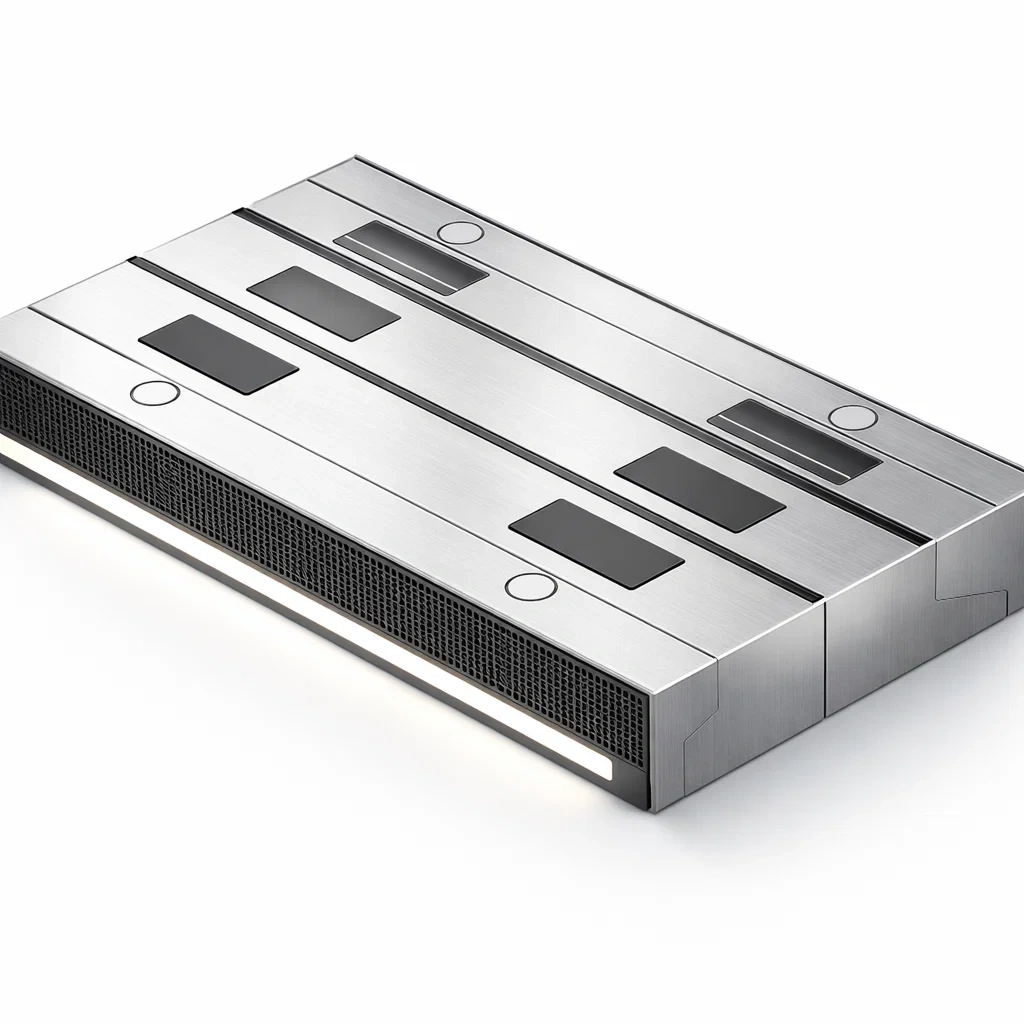 Hotte de cuisine centrale à induction avec luminaire (Larg=250cm)